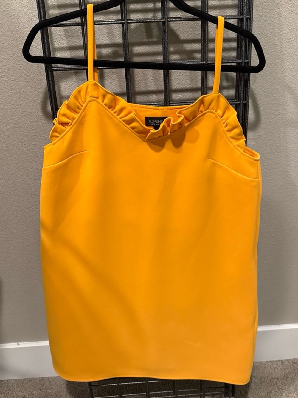 TOPSHOP Yellow Ruffle-Trim dress